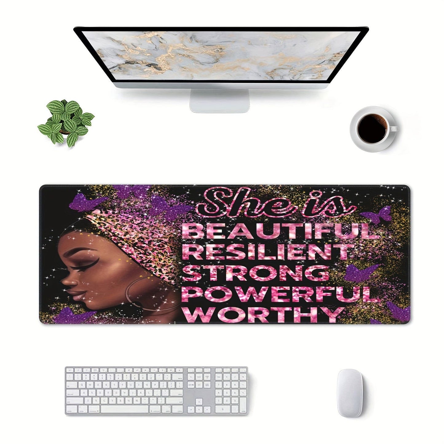 1pc She is beautiful resilient strong powerful worthy, Christian Computer Keyboard/Mouse Pad - ClaimedbyGodDesigns