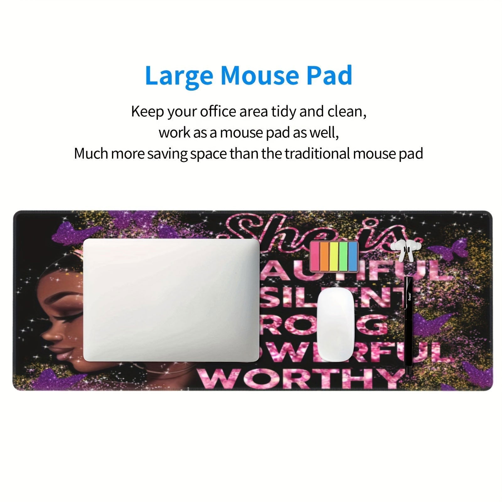 1pc She is beautiful resilient strong powerful worthy, Christian Computer Keyboard/Mouse Pad - ClaimedbyGodDesigns