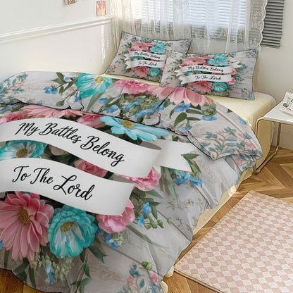 My Battles Belong To The Lord 3-Piece Christian Comforter Bedding Set (Dual-sided Printing) - ClaimedbyGodDesigns