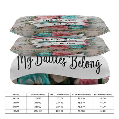 My Battles Belong To The Lord 3-Piece Christian Comforter Bedding Set (Dual-sided Printing) - ClaimedbyGodDesigns