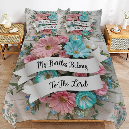 My Battles Belong To The Lord 3-Piece Christian Comforter Bedding Set (Dual-sided Printing) - ClaimedbyGodDesigns