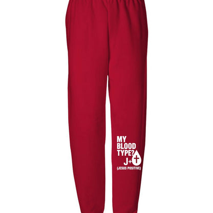 My Blood Type Is J Positive Youth Christian Sweatpants - ClaimedbyGodDesigns