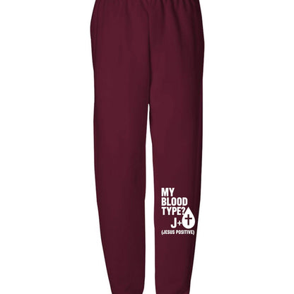 My Blood Type Is J Positive Youth Christian Sweatpants - ClaimedbyGodDesigns