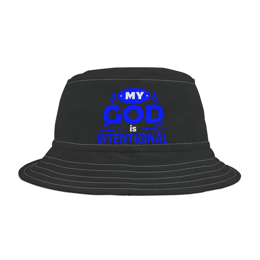 My God Is Intentional Christian Bucket Hat (AOP) - ClaimedbyGodDesigns