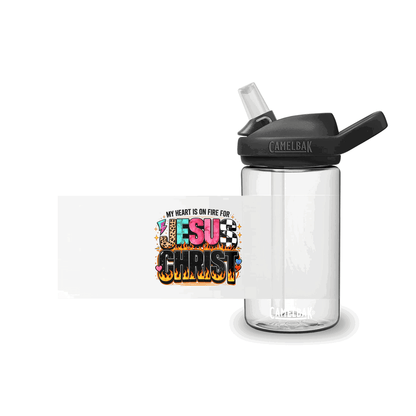 My Heart Is On Fire For Jesus Christ Christian Kids Water Bottle - ClaimedbyGodDesigns