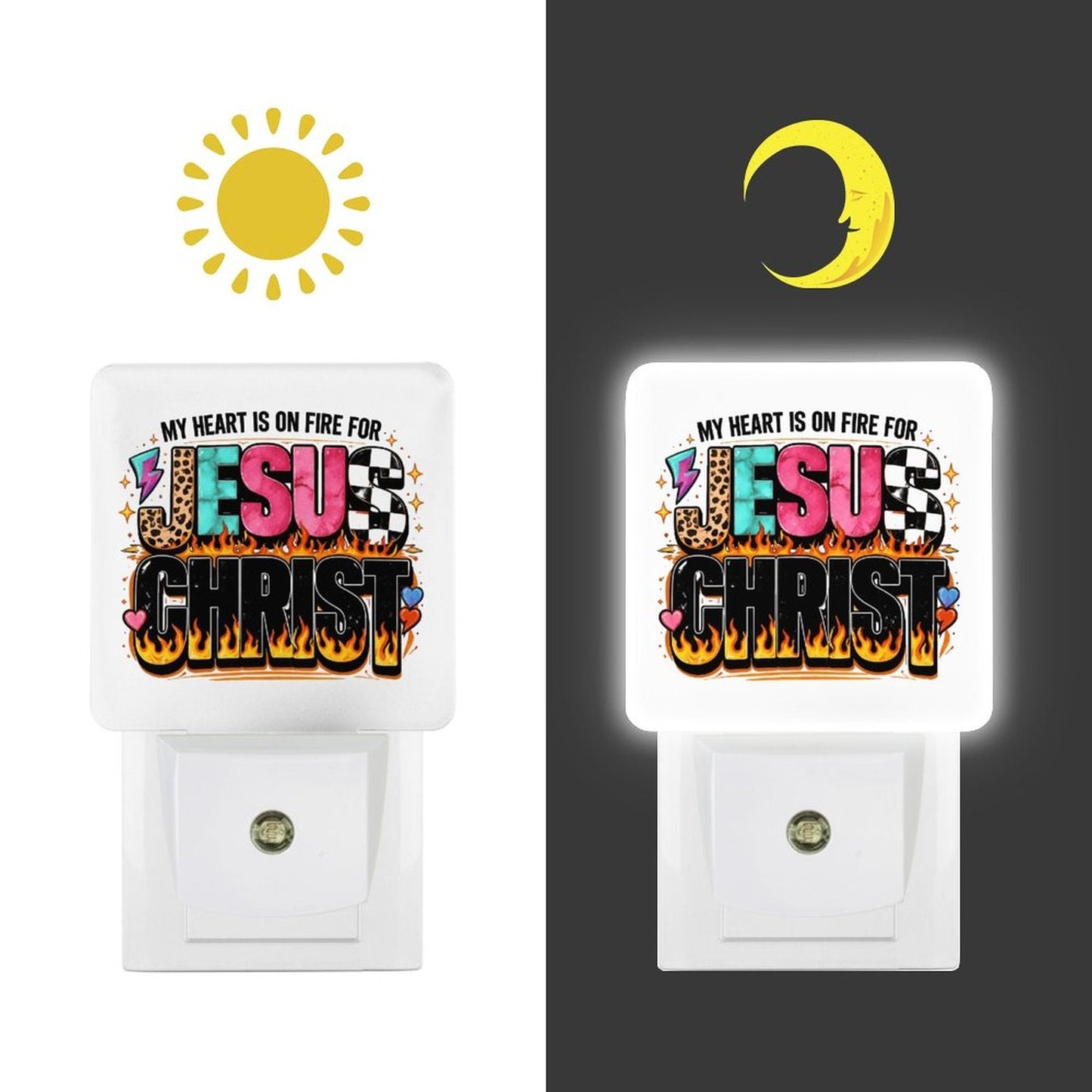 My Heart Is On Fire For Jesus Christ Christian Night Light For Kids - ClaimedbyGodDesigns