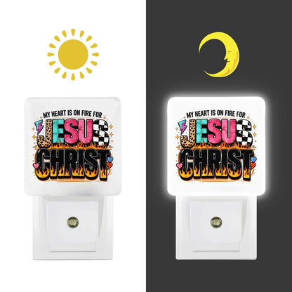 My Heart Is On Fire For Jesus Christ Christian Night Light For Kids - ClaimedbyGodDesigns