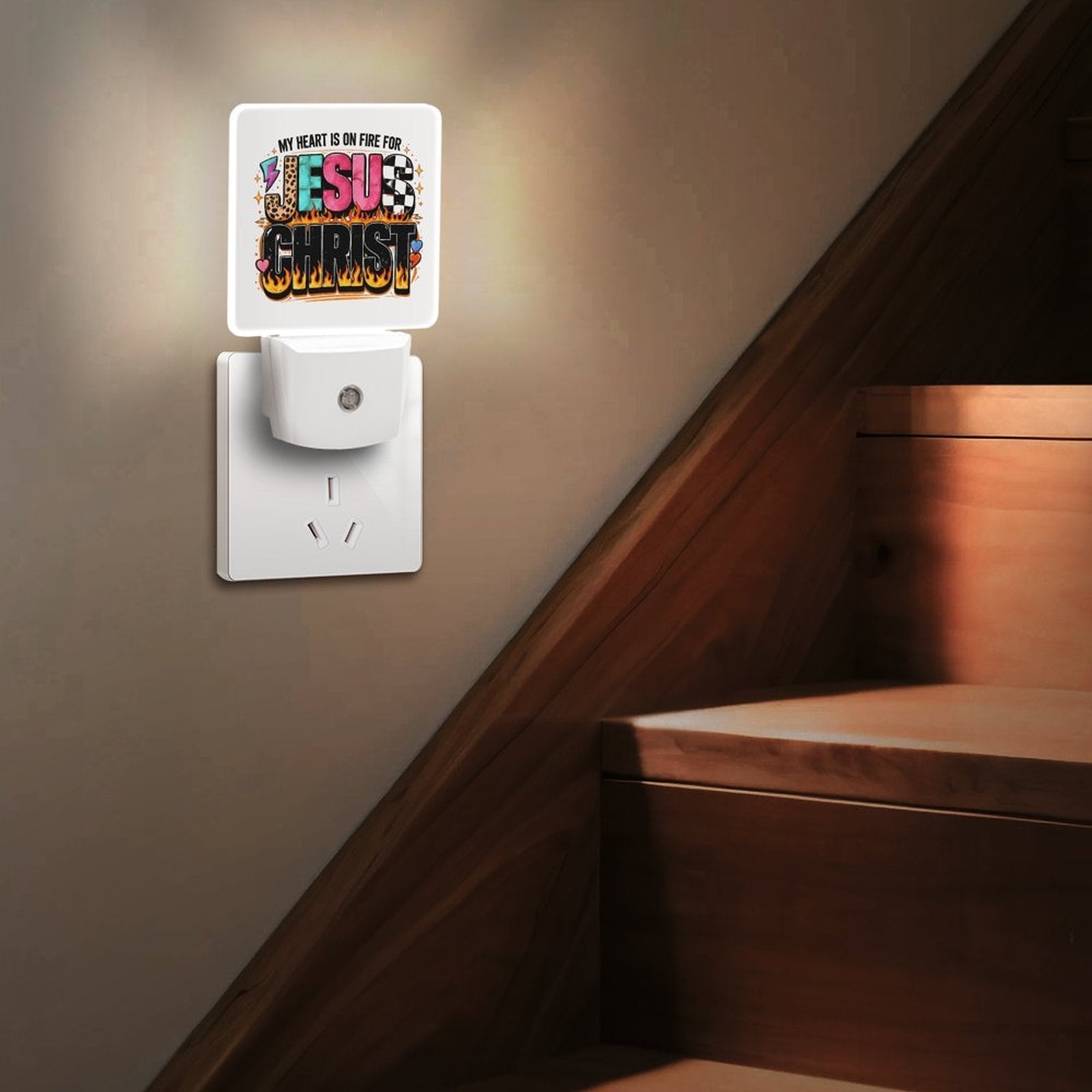 My Heart Is On Fire For Jesus Christ Christian Night Light For Kids - ClaimedbyGodDesigns
