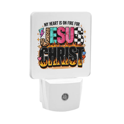 My Heart Is On Fire For Jesus Christ Christian Night Light For Kids - ClaimedbyGodDesigns