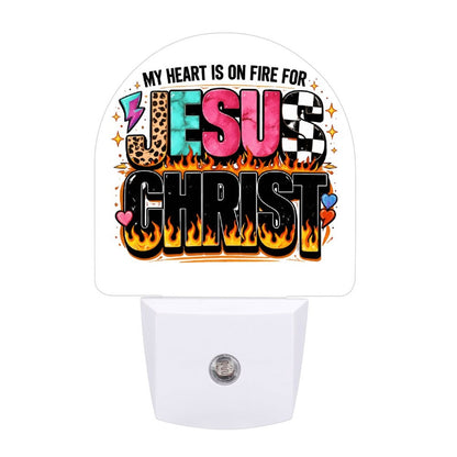 My Heart Is On Fire For Jesus Christ Christian Night Light For Kids - ClaimedbyGodDesigns
