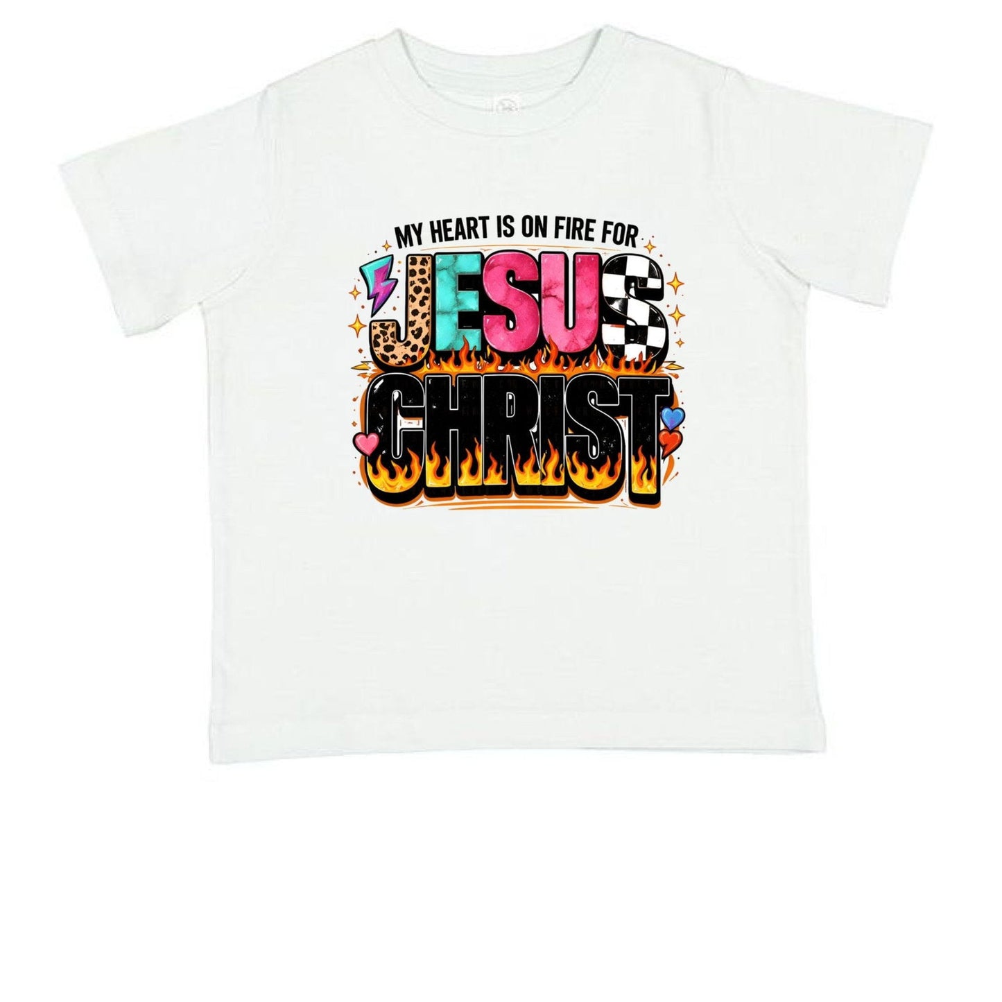My Heart Is On Fire For Jesus Christ Toddler Christian T-shirt - ClaimedbyGodDesigns