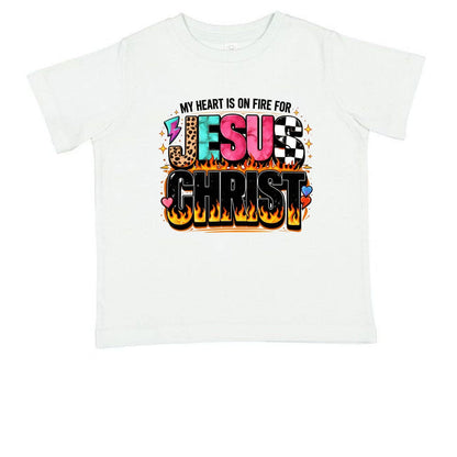 My Heart Is On Fire For Jesus Christ Toddler Christian T-shirt - ClaimedbyGodDesigns