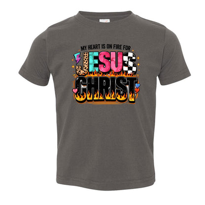 My Heart Is On Fire For Jesus Christ Toddler Christian T-shirt - ClaimedbyGodDesigns