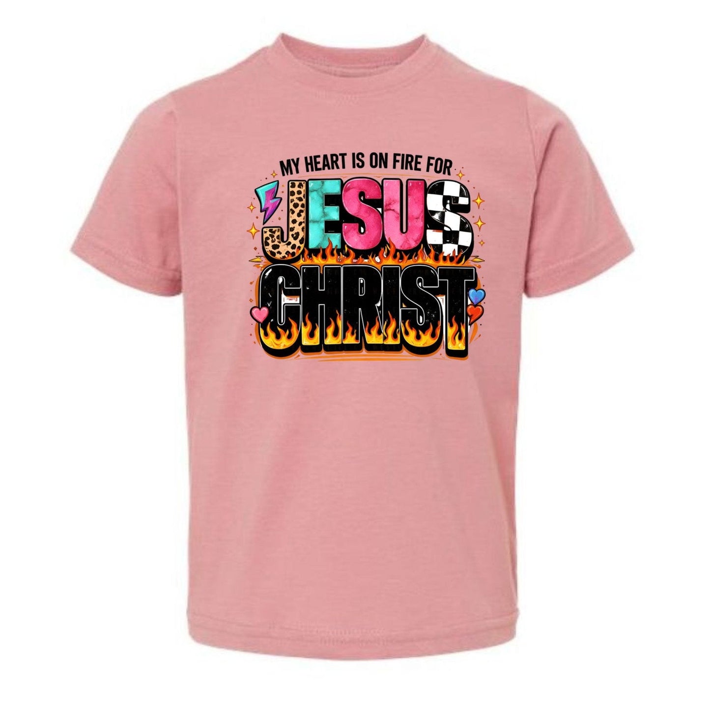 My Heart Is On Fire For Jesus Christ Toddler Christian T-shirt - ClaimedbyGodDesigns