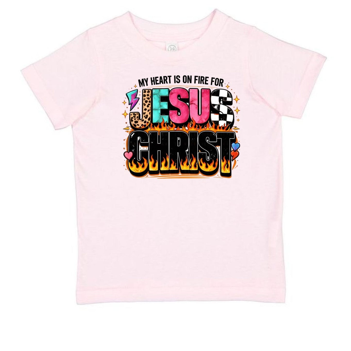 My Heart Is On Fire For Jesus Christ Toddler Christian T-shirt - ClaimedbyGodDesigns