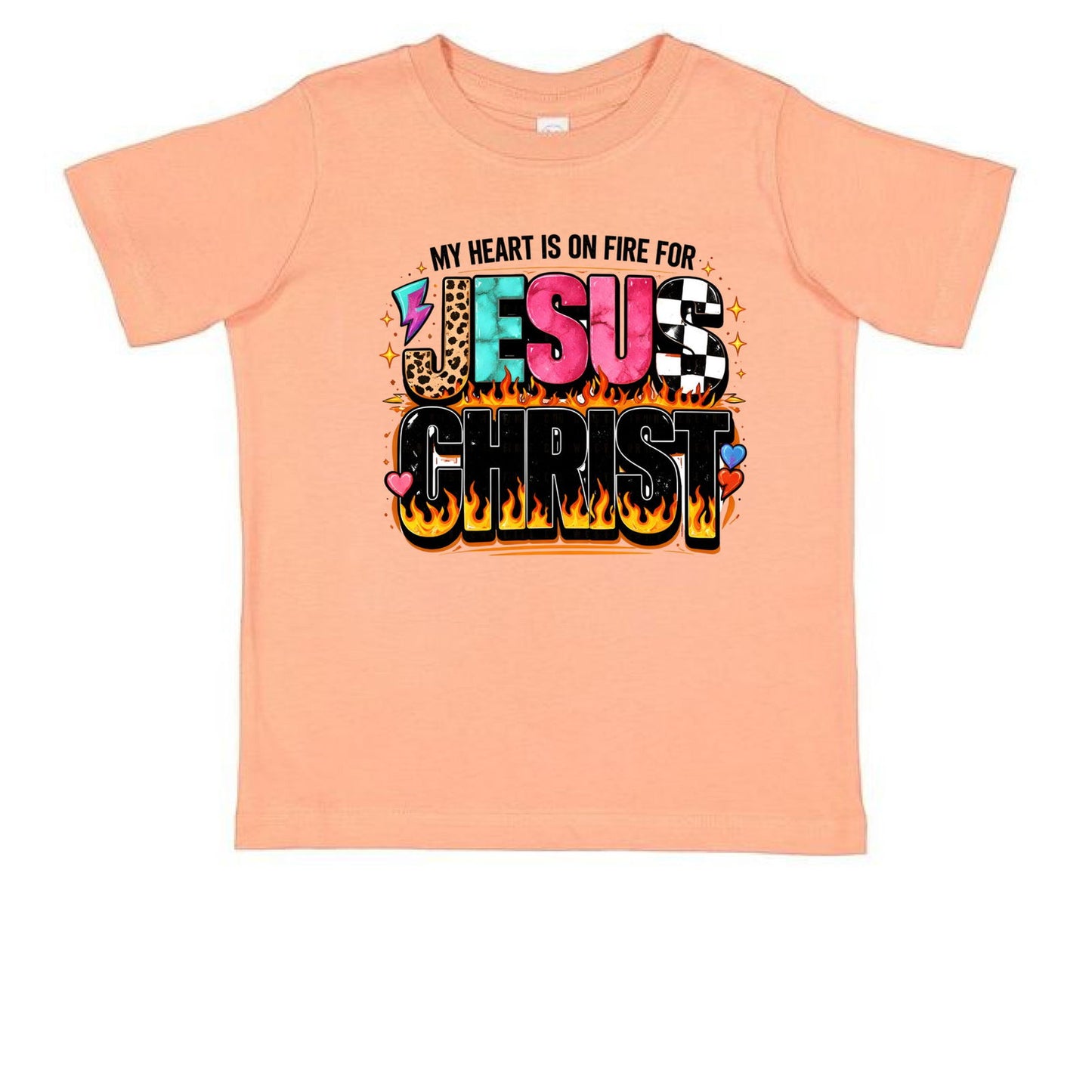 My Heart Is On Fire For Jesus Christ Toddler Christian T-shirt - ClaimedbyGodDesigns
