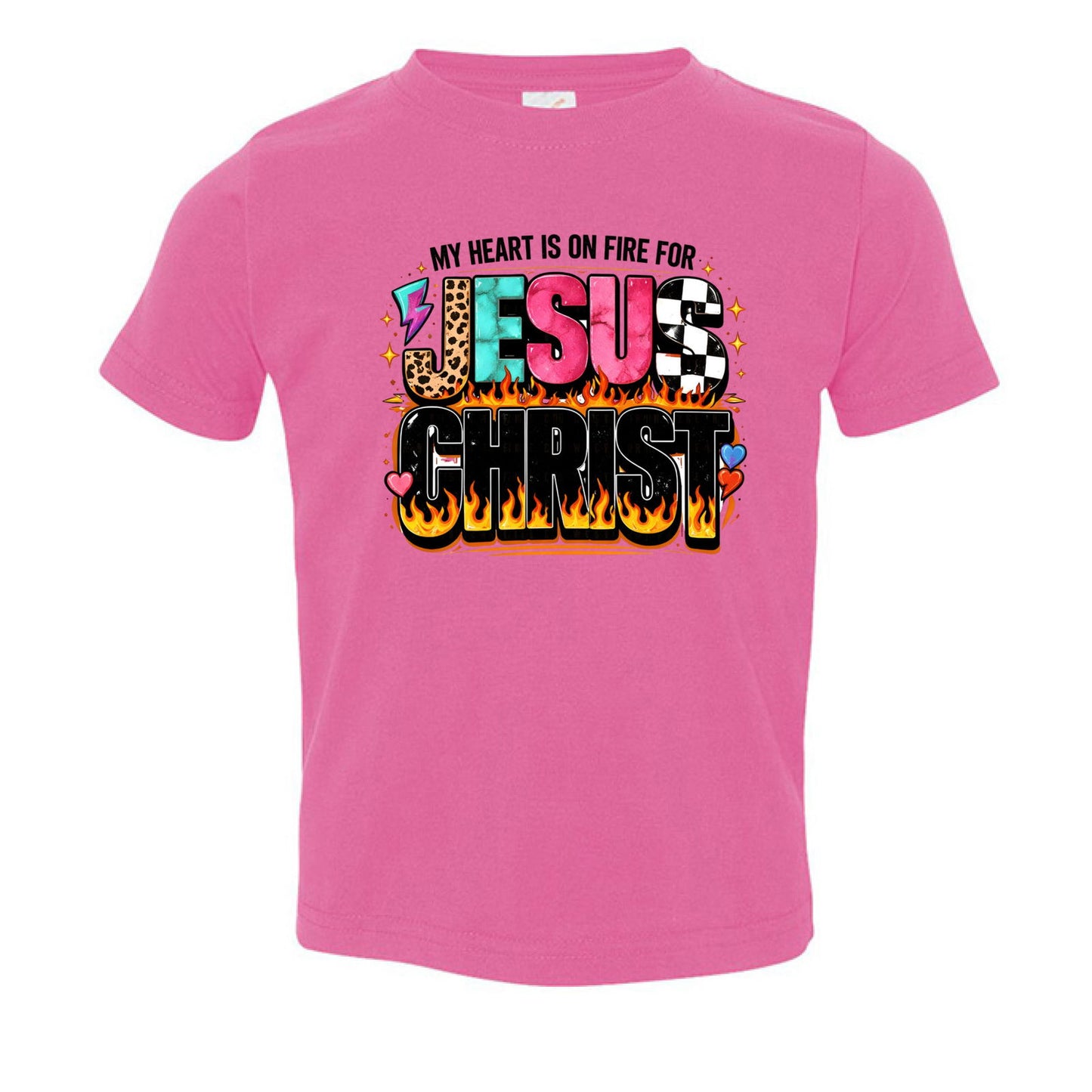 My Heart Is On Fire For Jesus Christ Toddler Christian T-shirt - ClaimedbyGodDesigns