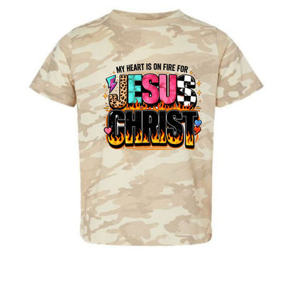 My Heart Is On Fire For Jesus Christ Toddler Christian T-shirt - ClaimedbyGodDesigns