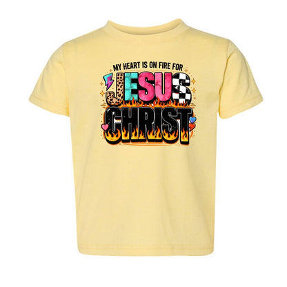 My Heart Is On Fire For Jesus Christ Toddler Christian T-shirt - ClaimedbyGodDesigns