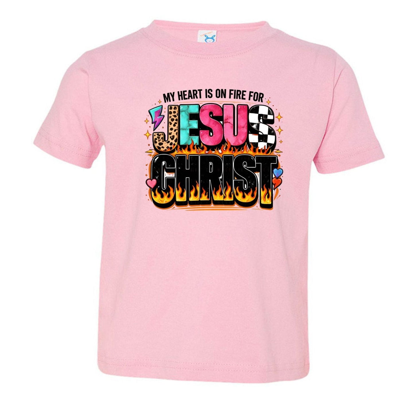 My Heart Is On Fire For Jesus Christ Toddler Christian T-shirt - ClaimedbyGodDesigns