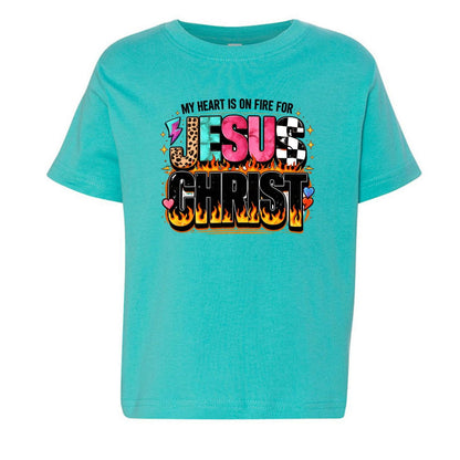 My Heart Is On Fire For Jesus Christ Toddler Christian T-shirt - ClaimedbyGodDesigns