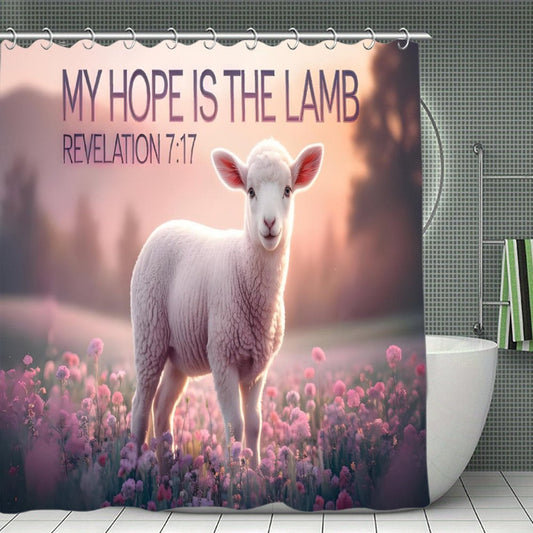 My Hope Is In The Lamb Christian Waterproof Shower Curtain - ClaimedbyGodDesigns