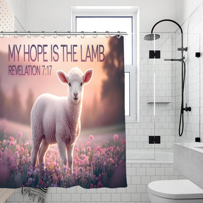 My Hope Is In The Lamb Christian Waterproof Shower Curtain - ClaimedbyGodDesigns