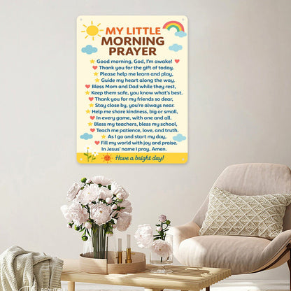 My Little Morning Prayer For Kids Christian Metal Sign Decor - ClaimedbyGodDesigns