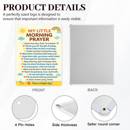 My Little Morning Prayer For Kids Christian Metal Sign Decor - ClaimedbyGodDesigns