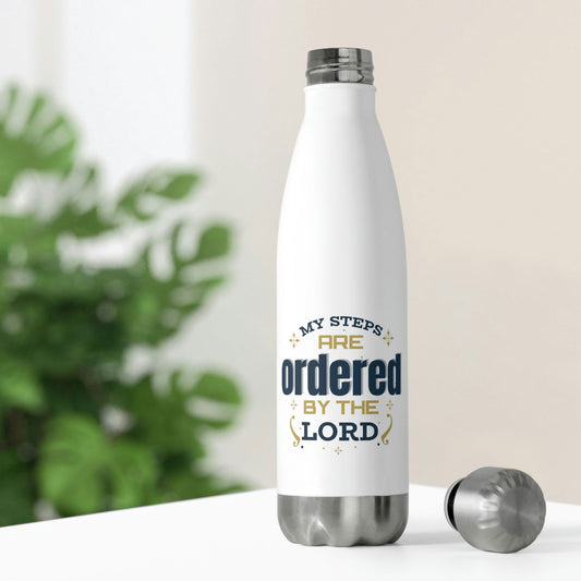 My Steps Are Ordered By The Lord Insulated Bottle - ClaimedbyGodDesigns