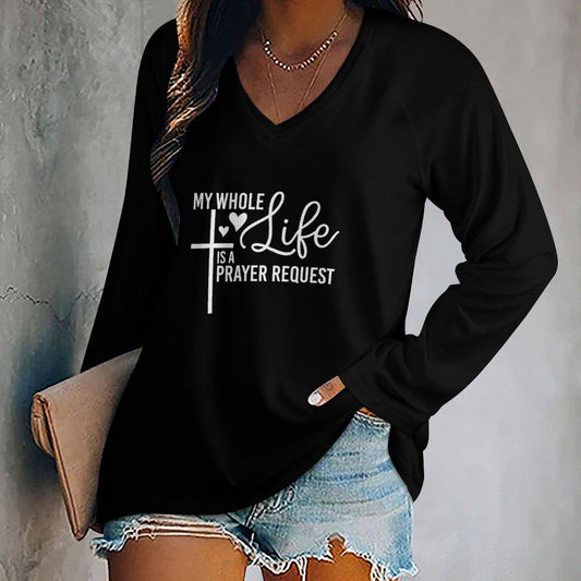 My Whole Life Is A Prayer Request Women's Christian Pullover Sweatshirt - ClaimedbyGodDesigns