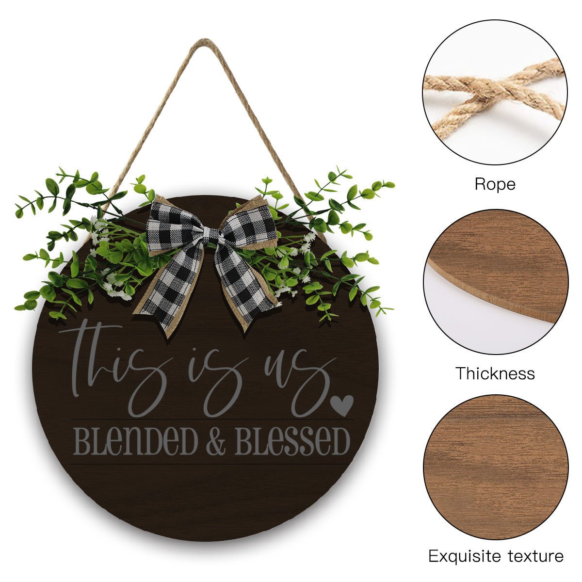 This Is Us – Blended & Blessed Christian Wooden Hanging Sign - ClaimedbyGodDesigns