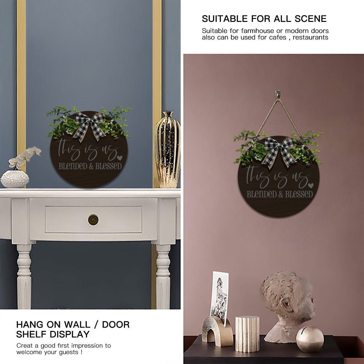 This Is Us – Blended & Blessed Christian Wooden Hanging Sign - ClaimedbyGodDesigns