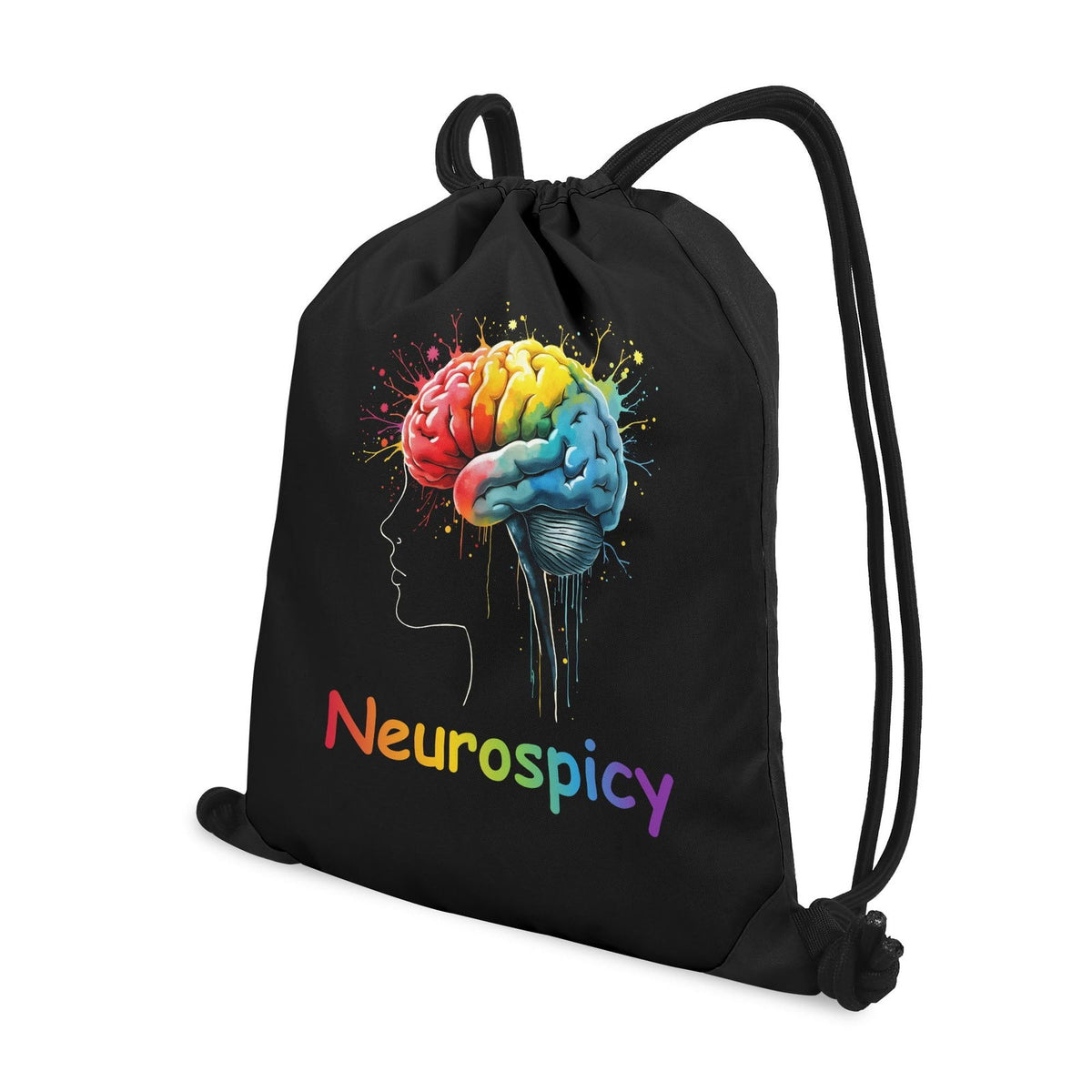 Neuro-spicy Autism Awareness Black Drawstring Bag(Single-Sided Print) - ClaimedbyGodDesigns