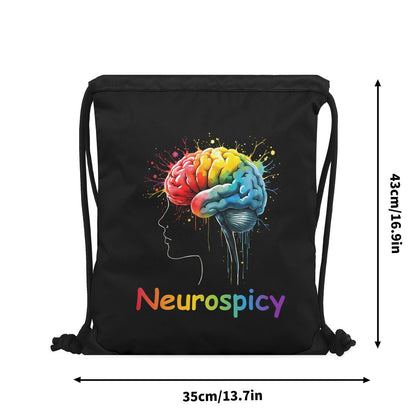 Neuro-spicy Autism Awareness Black Drawstring Bag(Single-Sided Print) - ClaimedbyGodDesigns