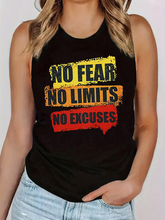 No Fear No Limits No Excuses Women's Christian Tank Top - ClaimedbyGodDesigns