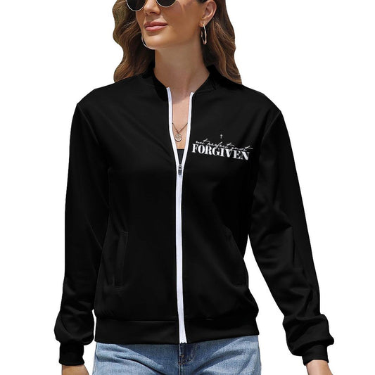 Not Perfect Just Forgiven Christian Women's Zipper Jacket - ClaimedbyGodDesigns