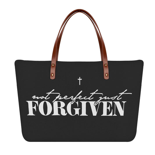 Not Perfect Just Forgiven Christian Womens Comfort Tote Bag - ClaimedbyGodDesigns