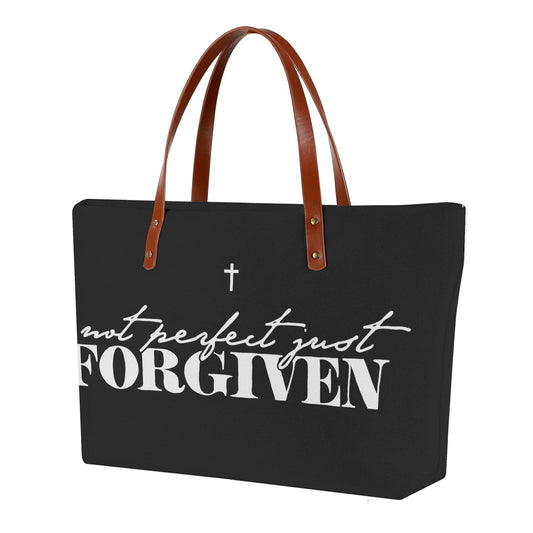 Not Perfect Just Forgiven Christian Womens Comfort Tote Bag - ClaimedbyGodDesigns