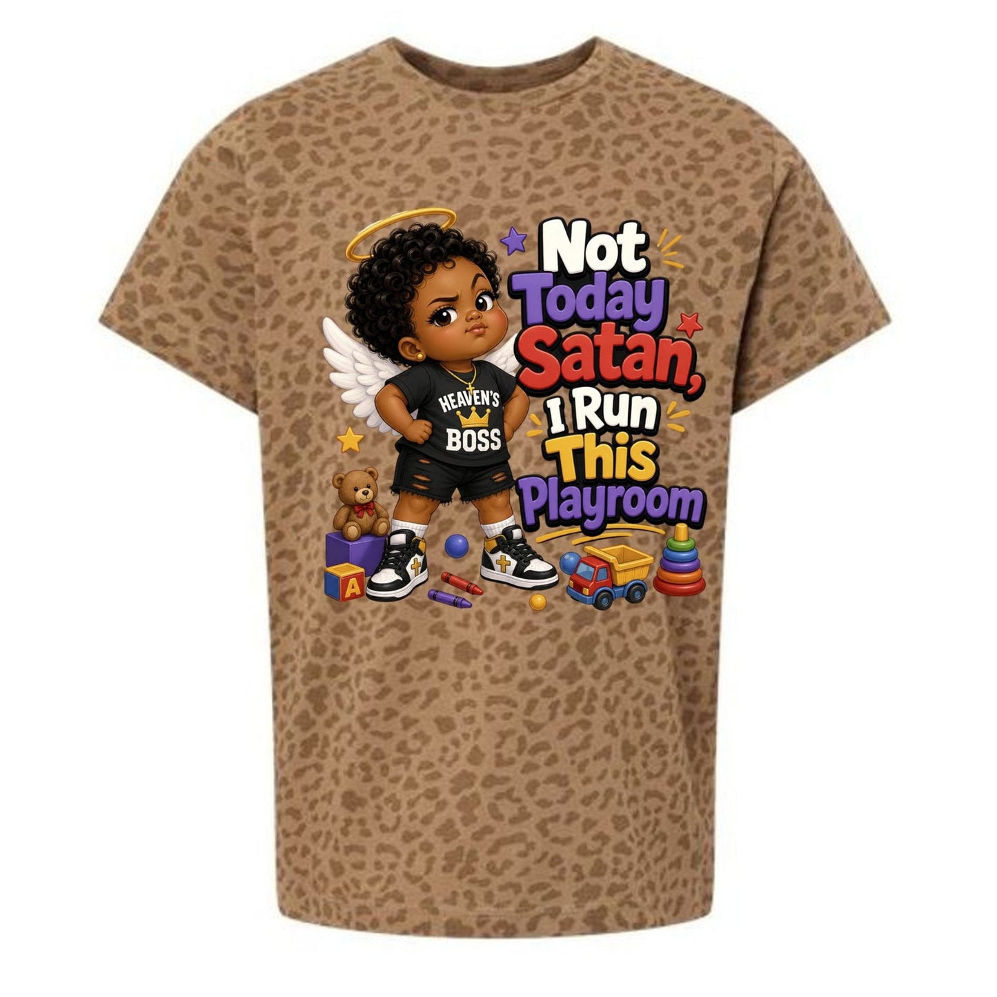 Not Today Satan I Run This Playroom Toddler Christian T-shirt - ClaimedbyGodDesigns