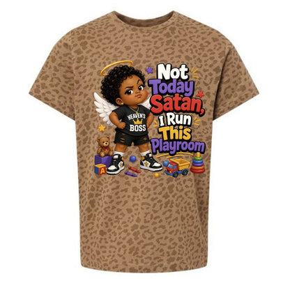 Not Today Satan I Run This Playroom Toddler Christian T-shirt - ClaimedbyGodDesigns