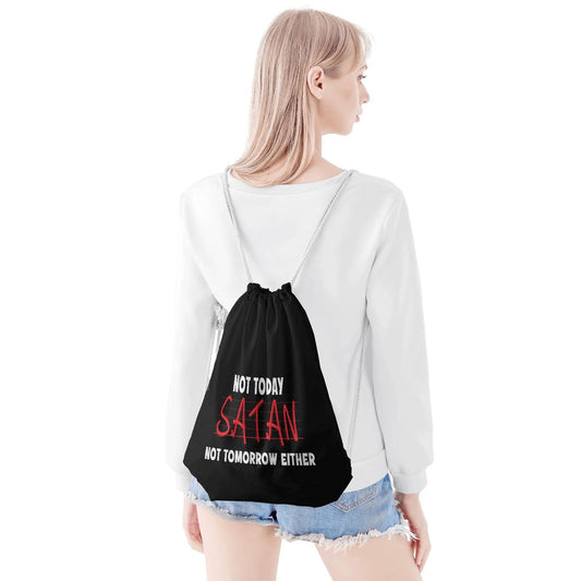 Not Today Satan Not Tomorrow Either Gym Drawstring Bag - ClaimedbyGodDesigns
