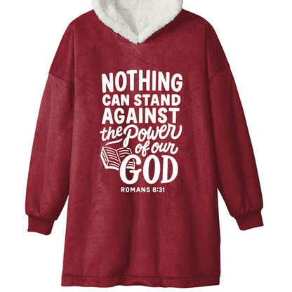 Nothing Can Stand Against His Power Unisex Premium Wearable Blanket - ClaimedbyGodDesigns