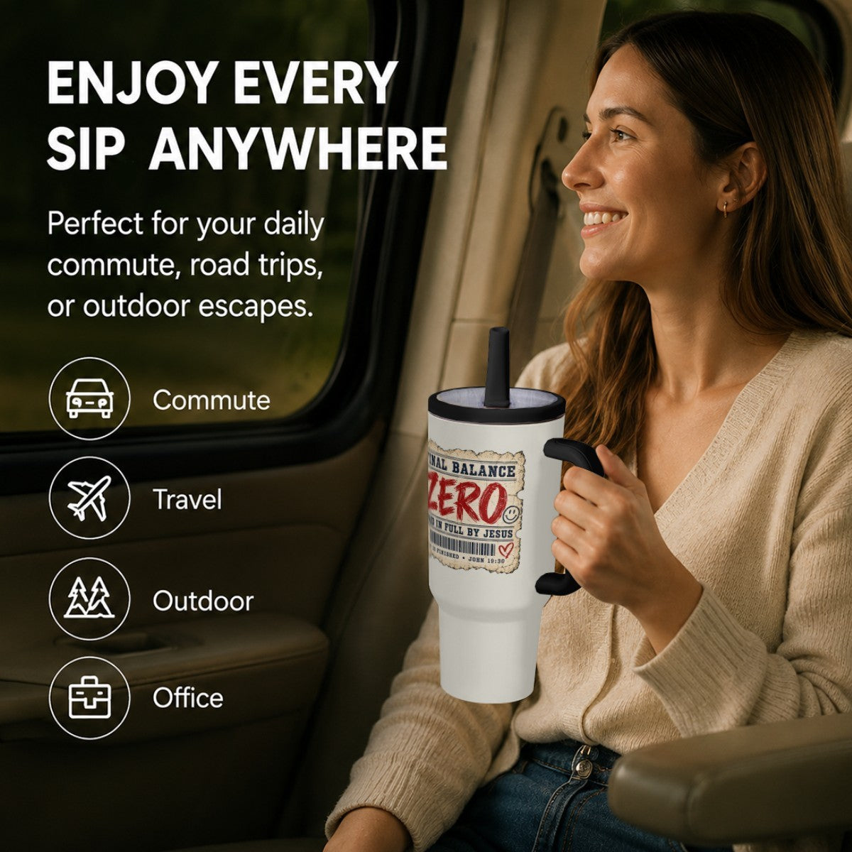 Final Balance Zero Paid In Full John 19:30 Christian 40oz Tumbler - Claimed by God Designs