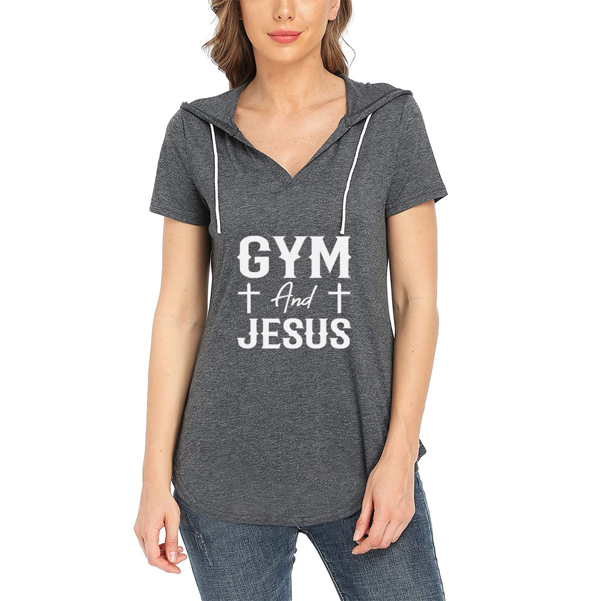 Gym and Him Women's Christian Hooded T-Shirt | Faith-Inspired Comfortable Activewear