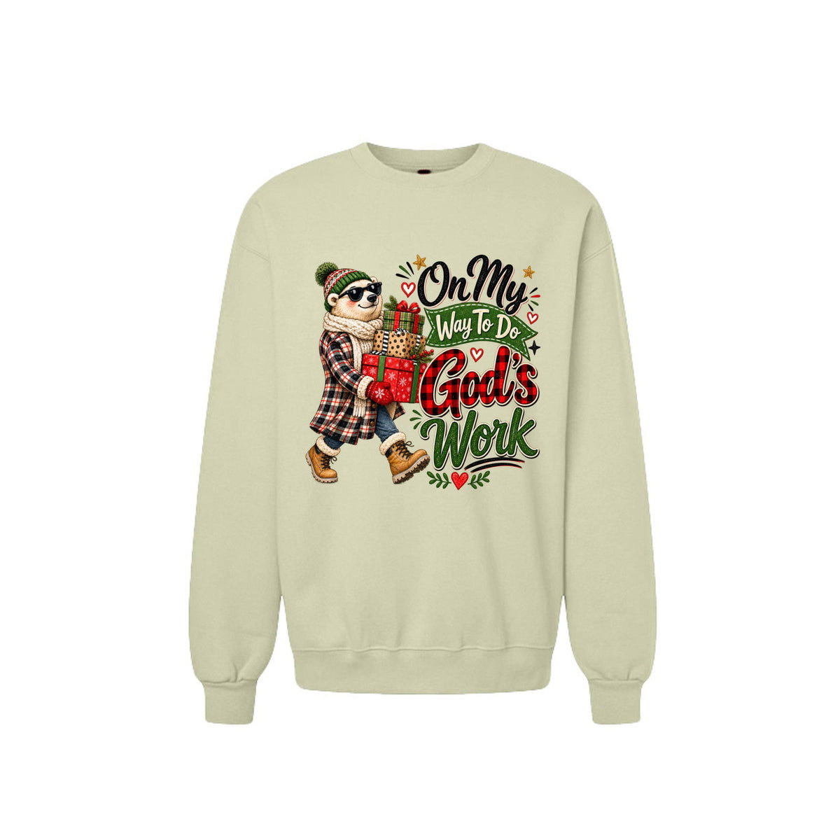 On My Way To Do God's Work Unisex Christian Christmas Pullover Sweatshirt - ClaimedbyGodDesigns