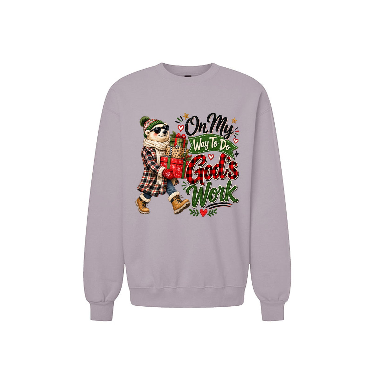 On My Way To Do God's Work Unisex Christian Christmas Pullover Sweatshirt - ClaimedbyGodDesigns
