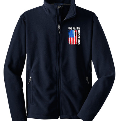 One Nation Under God Patriotic Men's Christian Fleece Jacket - ClaimedbyGodDesigns