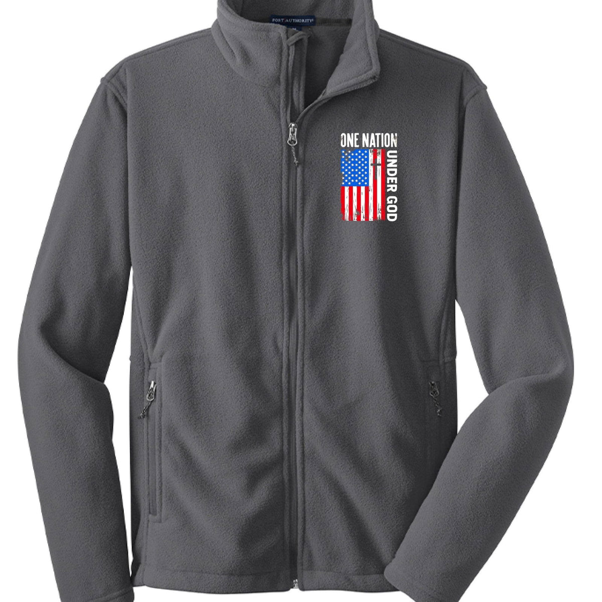 One Nation Under God Patriotic Men's Christian Fleece Jacket - ClaimedbyGodDesigns