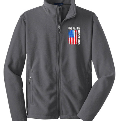 One Nation Under God Patriotic Men's Christian Fleece Jacket - ClaimedbyGodDesigns